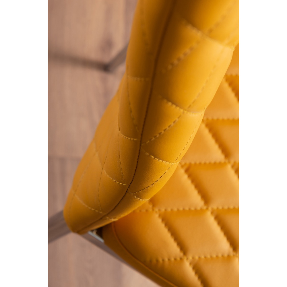 Furniturebox Valera Set of 6 Mustard Yellow and Chrome Faux Leather Dining Chair Image 8