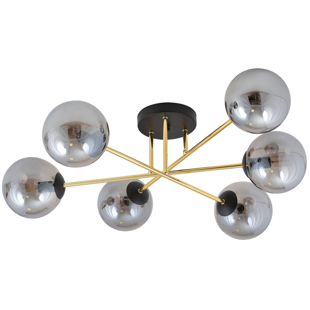 Emibig Magnum 6 Light Graphite Shade Black and Gold E14 Ceiling Light Image 1