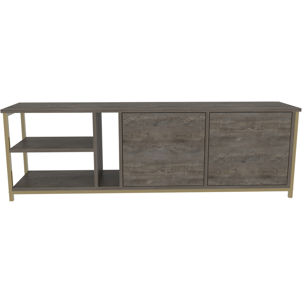 Decorotika Primrose 2 Door 3 Shelf Gold Wenge TV Stand for 72 inch TV Image 3