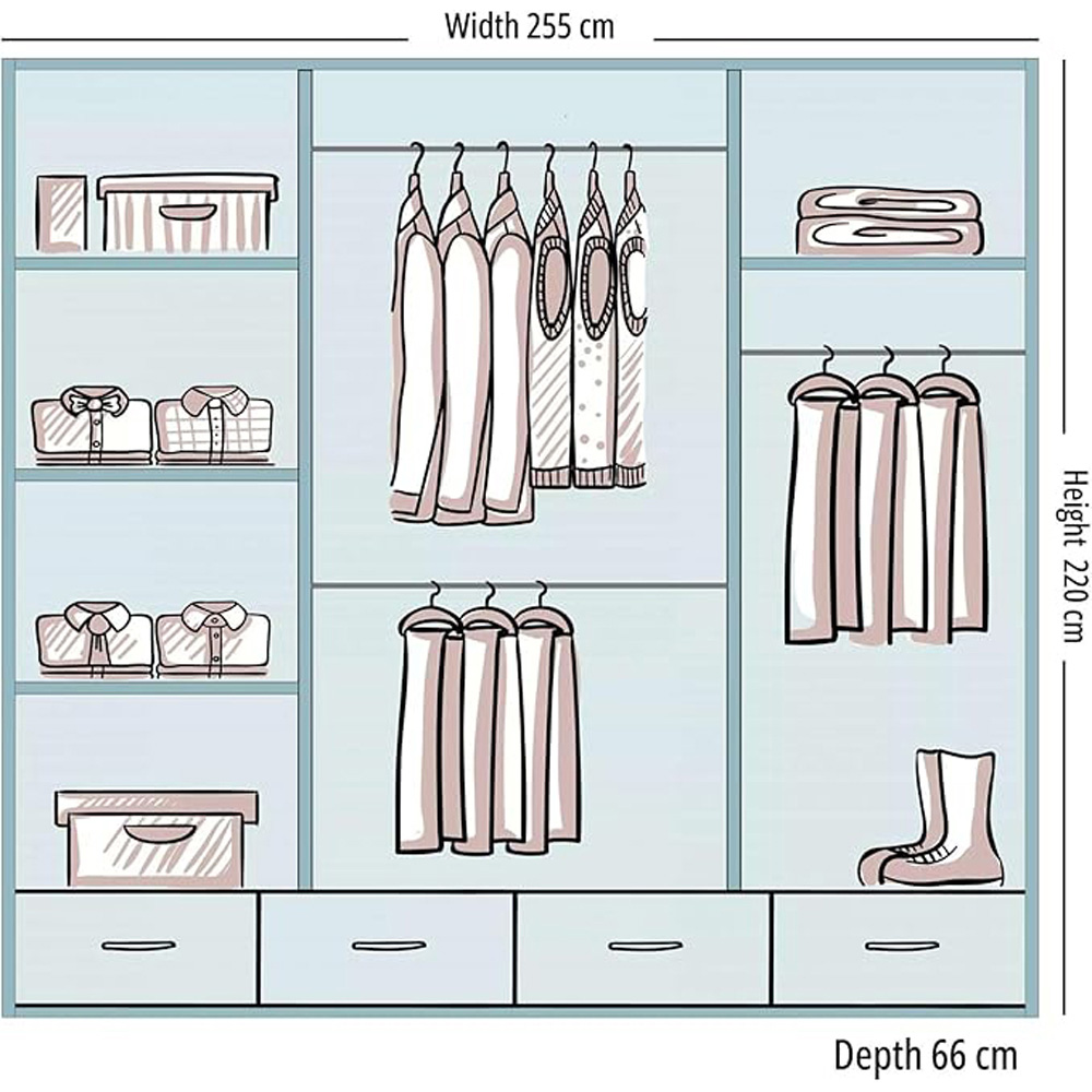 Sliding Wardrobes 4U 2 Sliding Door White Modern High Gloss Central Mirrored Wardrobe Image 6