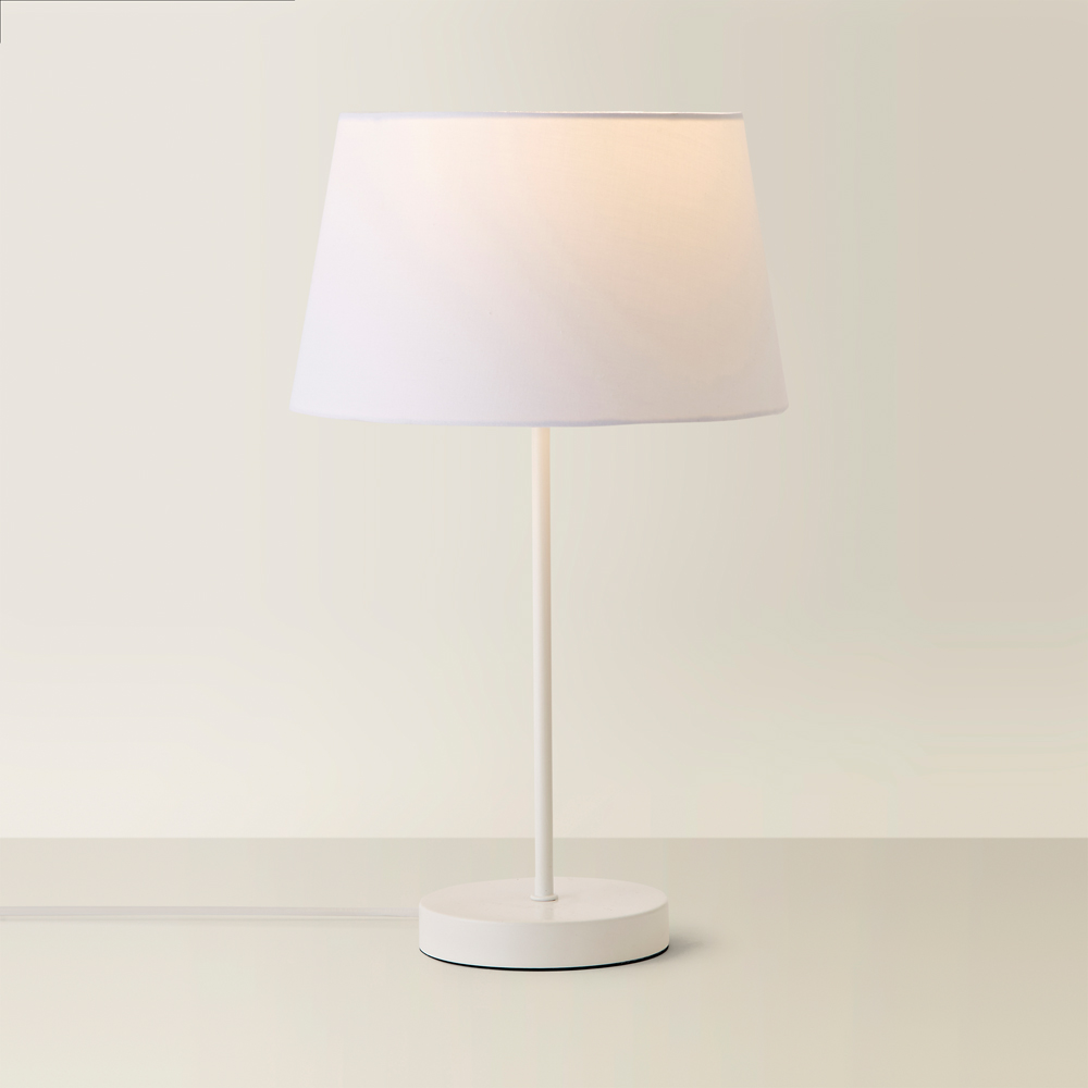 ValueLights Charlie Tapered Shade White Table Lamp and Bulb Image 5