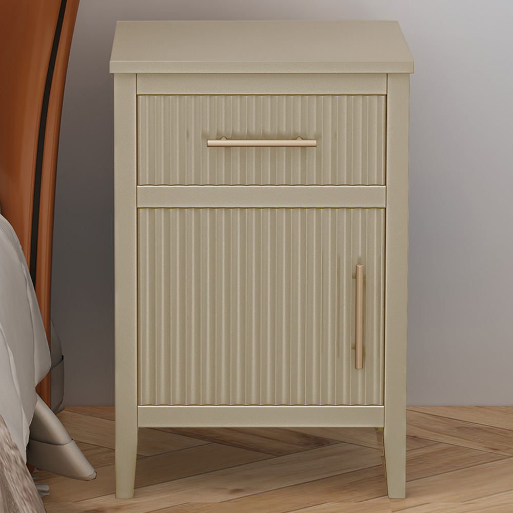Monti Single Door Single Drawer Clay Bedside Table Image 1