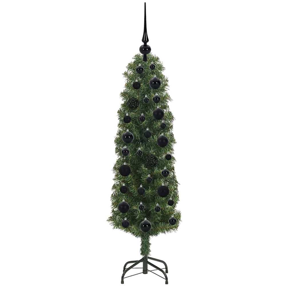 vidaXL Green Artificial Christmas Tree with Pinecones LEDs Black Decoration Ornaments 4ft Image 4