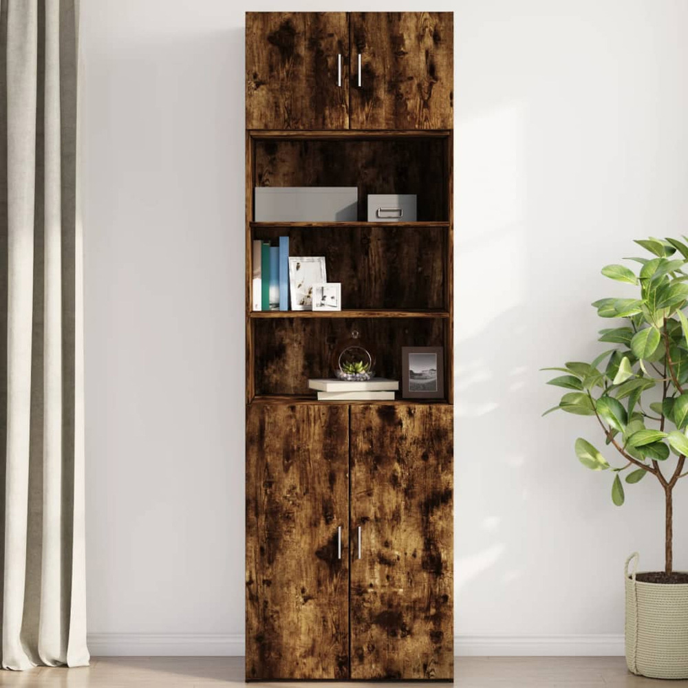 vidaXL 2 Door Smoked Oak Wall Cabinet Image 3