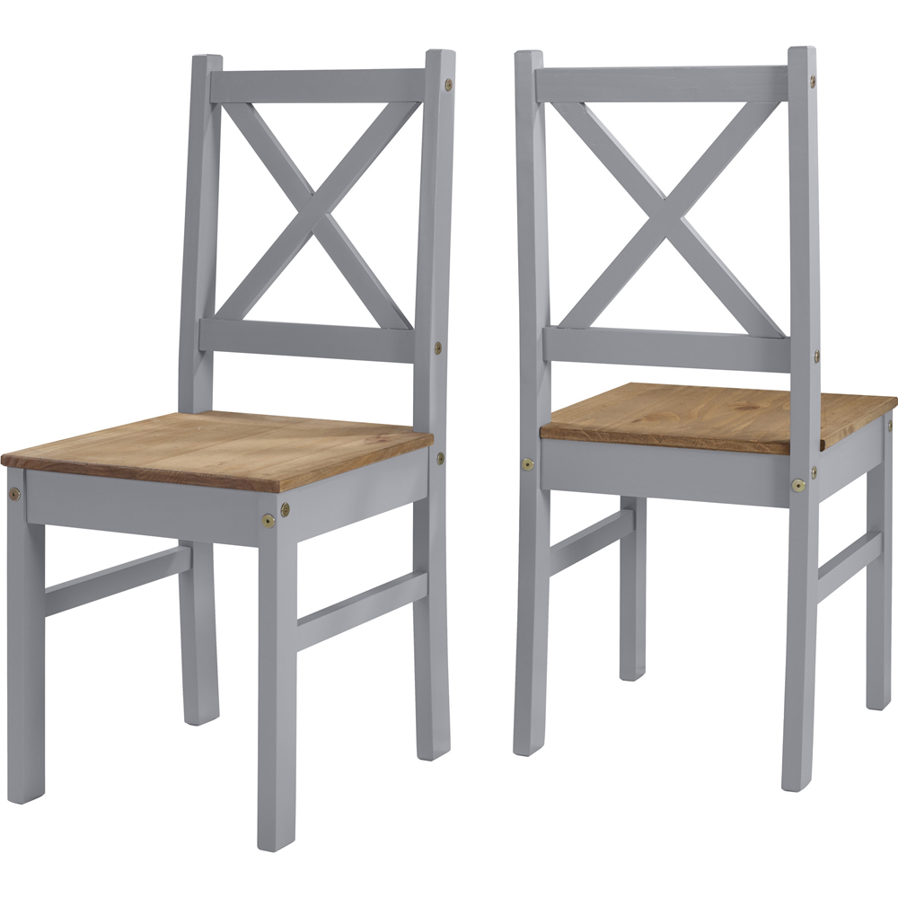 Seconique Salvador 4 Seater Dining Set Slate Grey and Distressed Waxed Pine Image 3