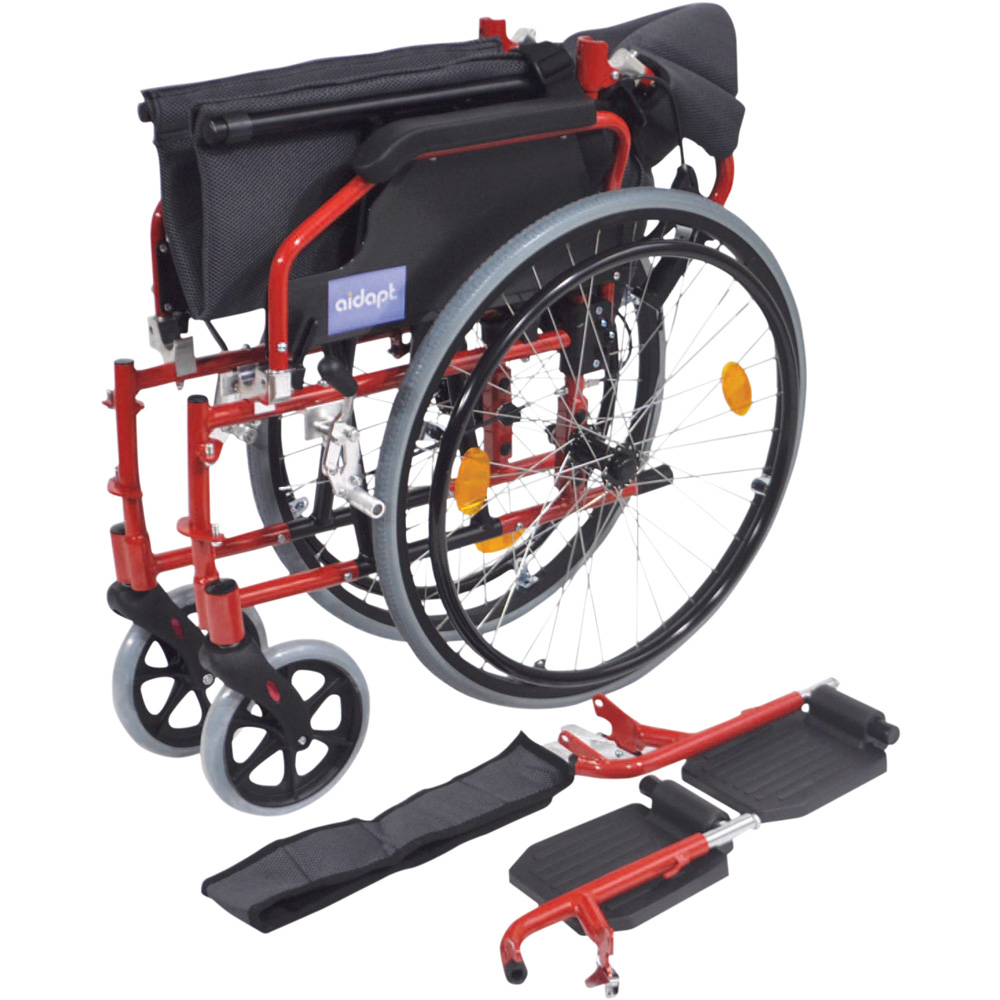 Aidapt Deluxe Red Aluminium Lightweight Self Propelled Wheelchair Image 2