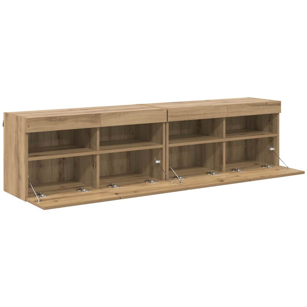 vidaXL 2 Door 2 Shelf Artisan Oak Wall Mounted TV Cabinet with LED Light 2 Pack Image 7