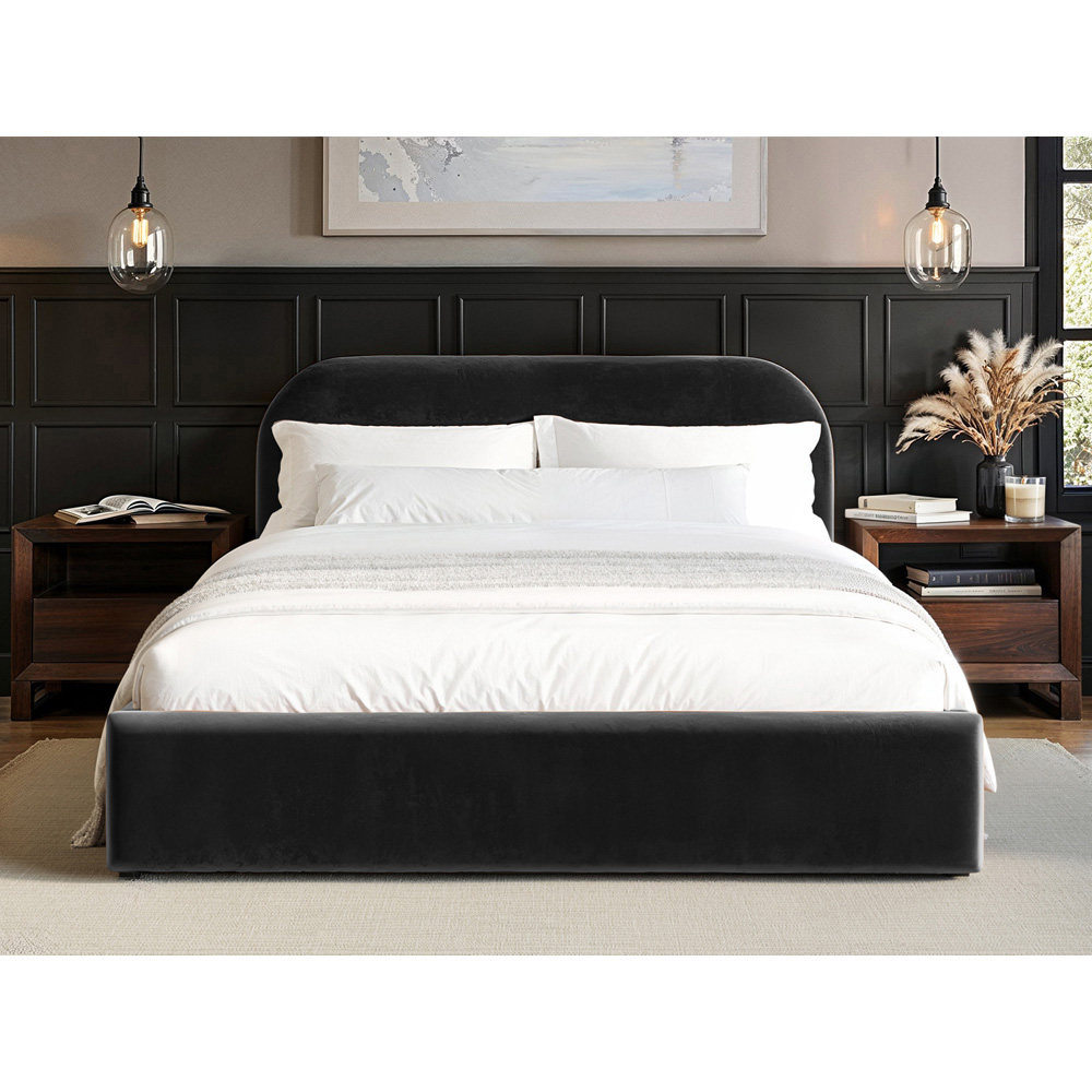 Flair Alba Double Black Velvet Ottoman Bed Image 4
