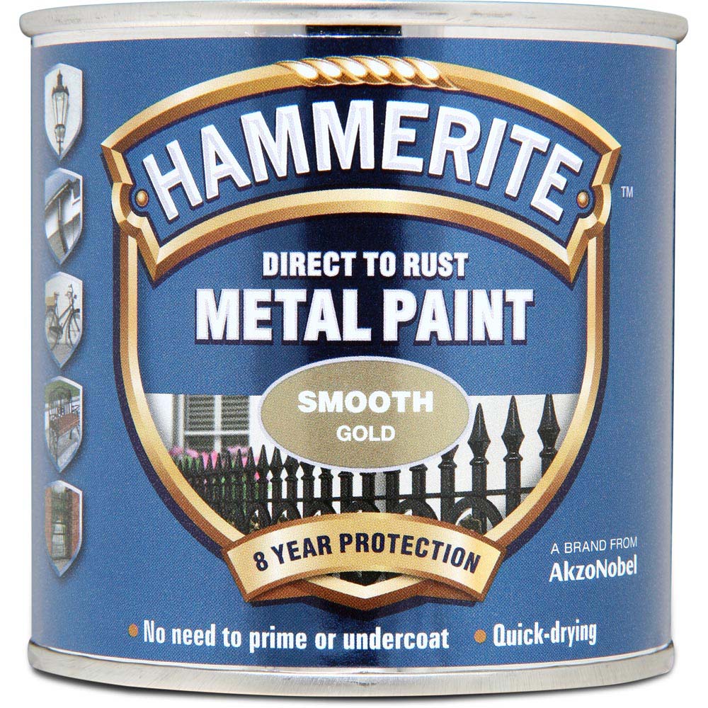 Hammerite Direct to Rust Gold Smooth Exterior Metal Paint 250ml Image 2
