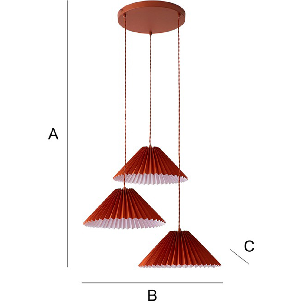 ValueLights Akira 3 Way Burnt Orange Pleated LED Ceiling Pendant Light Image 8