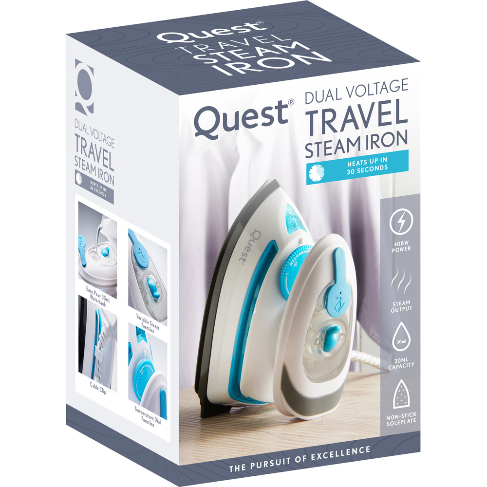 Quest 34000 Blue Mini Travel Iron with Temperature Control 408W Image 8