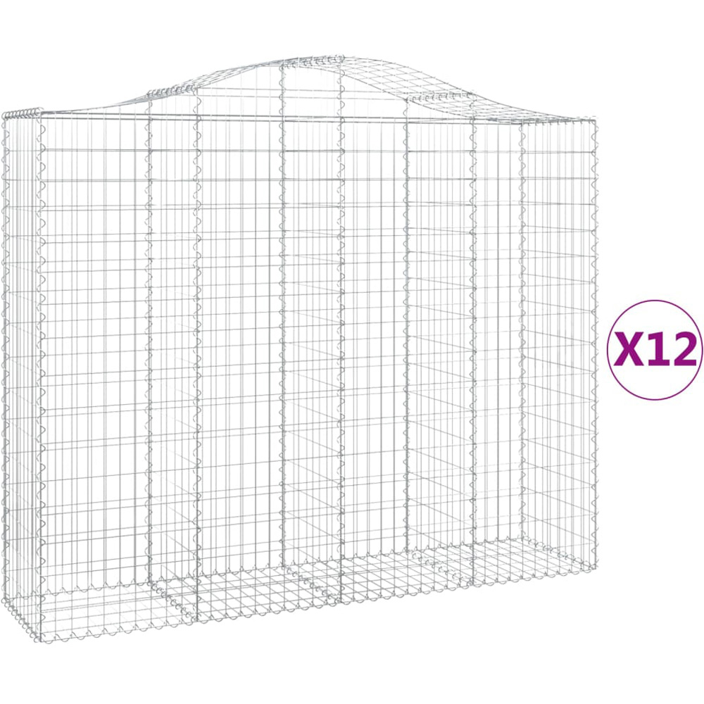 vidaXL Silver Galvanised Iron Arched Gabion Basket 160/180 x 200 x 50cm Image 3