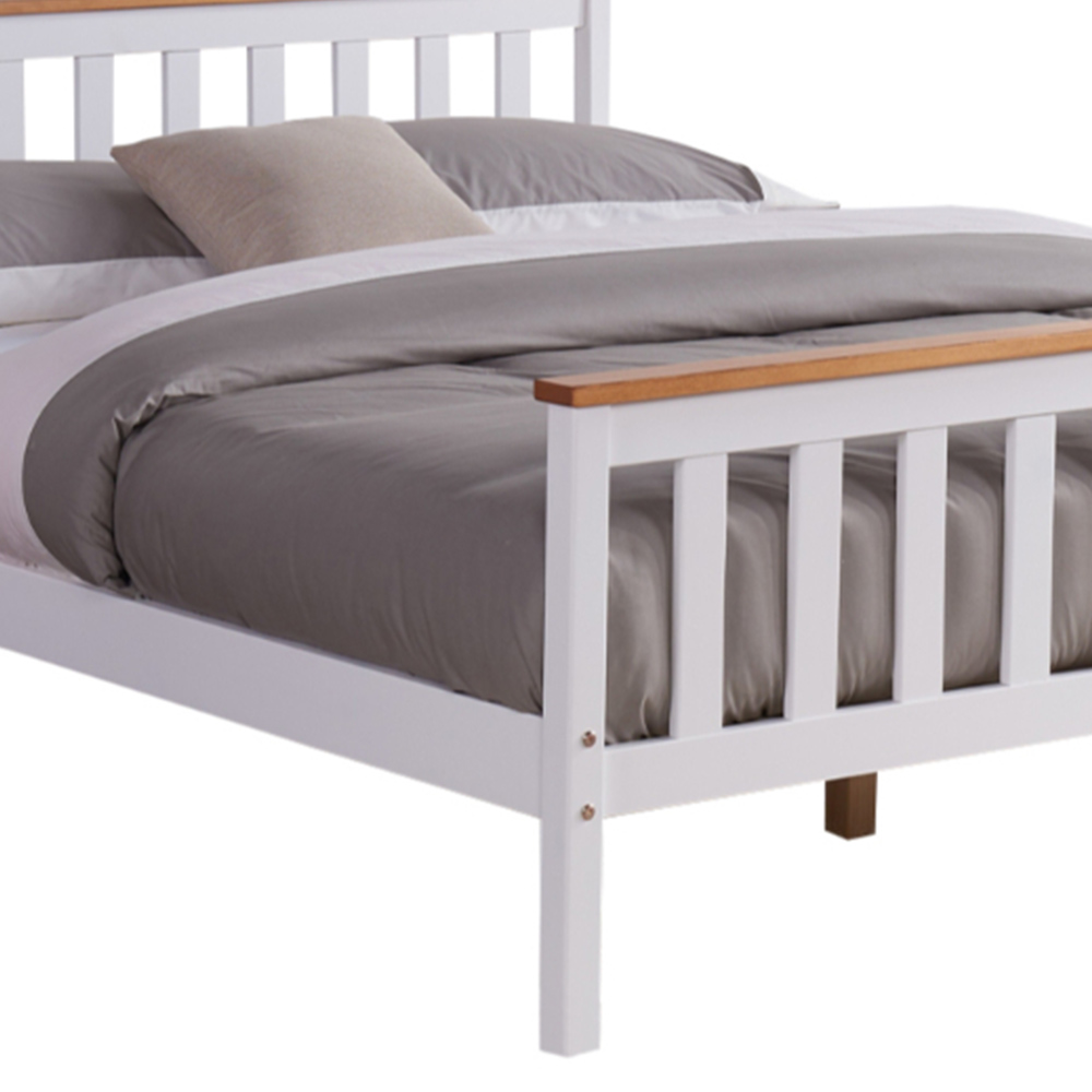 Home Detail Woodford King Size White and Oak Wooden Bed Image 4