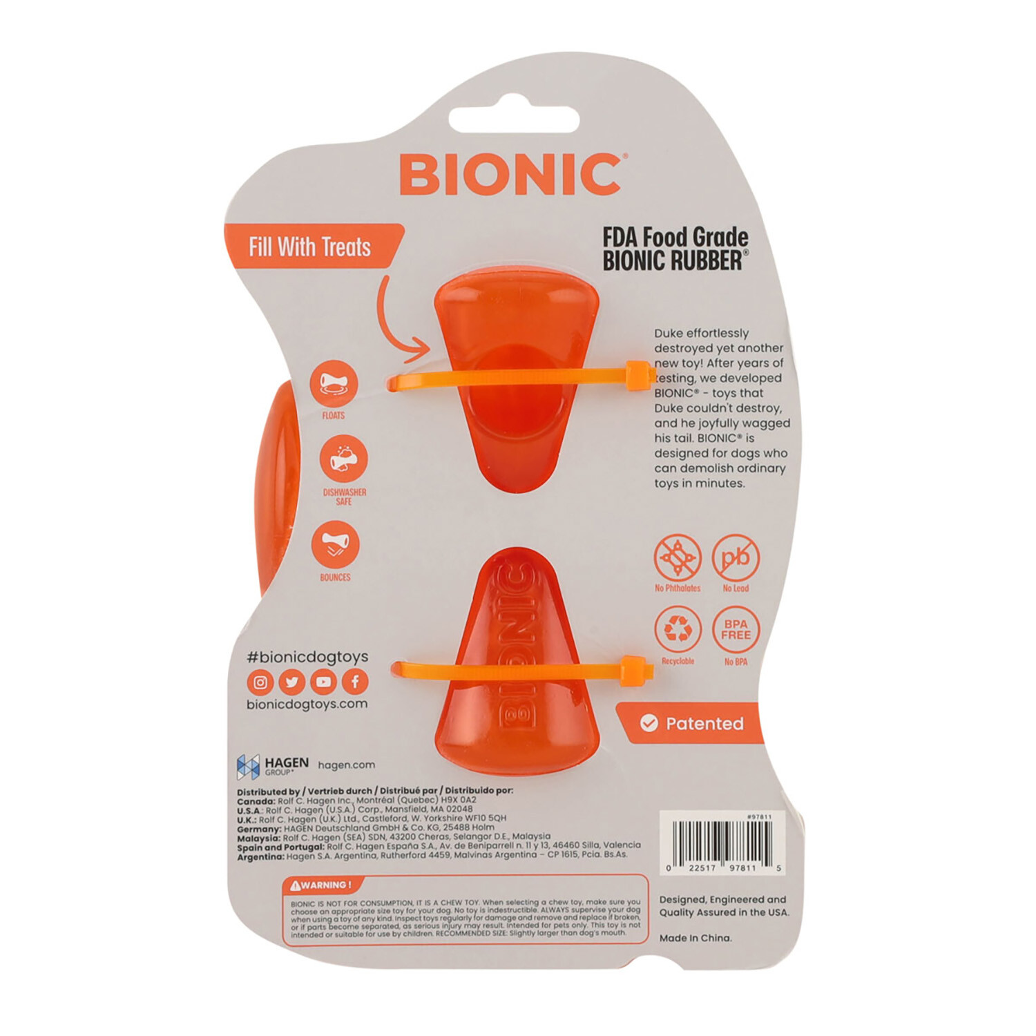 BIONIC Stuffer Dog Toy - Orange Image 3