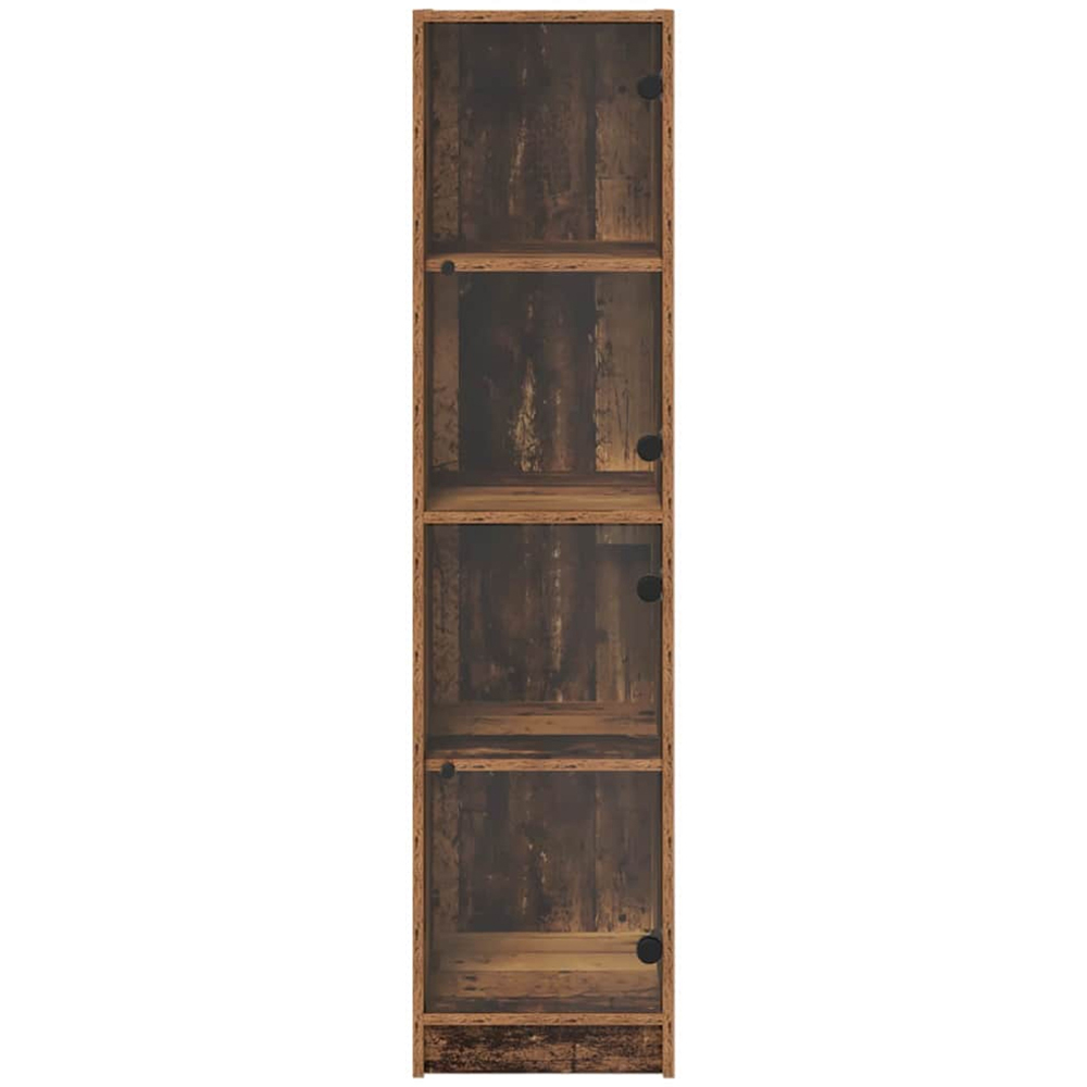 vidaXL 2 Glass Door 4 Shelf Old Wood Slim Highboard Image 6