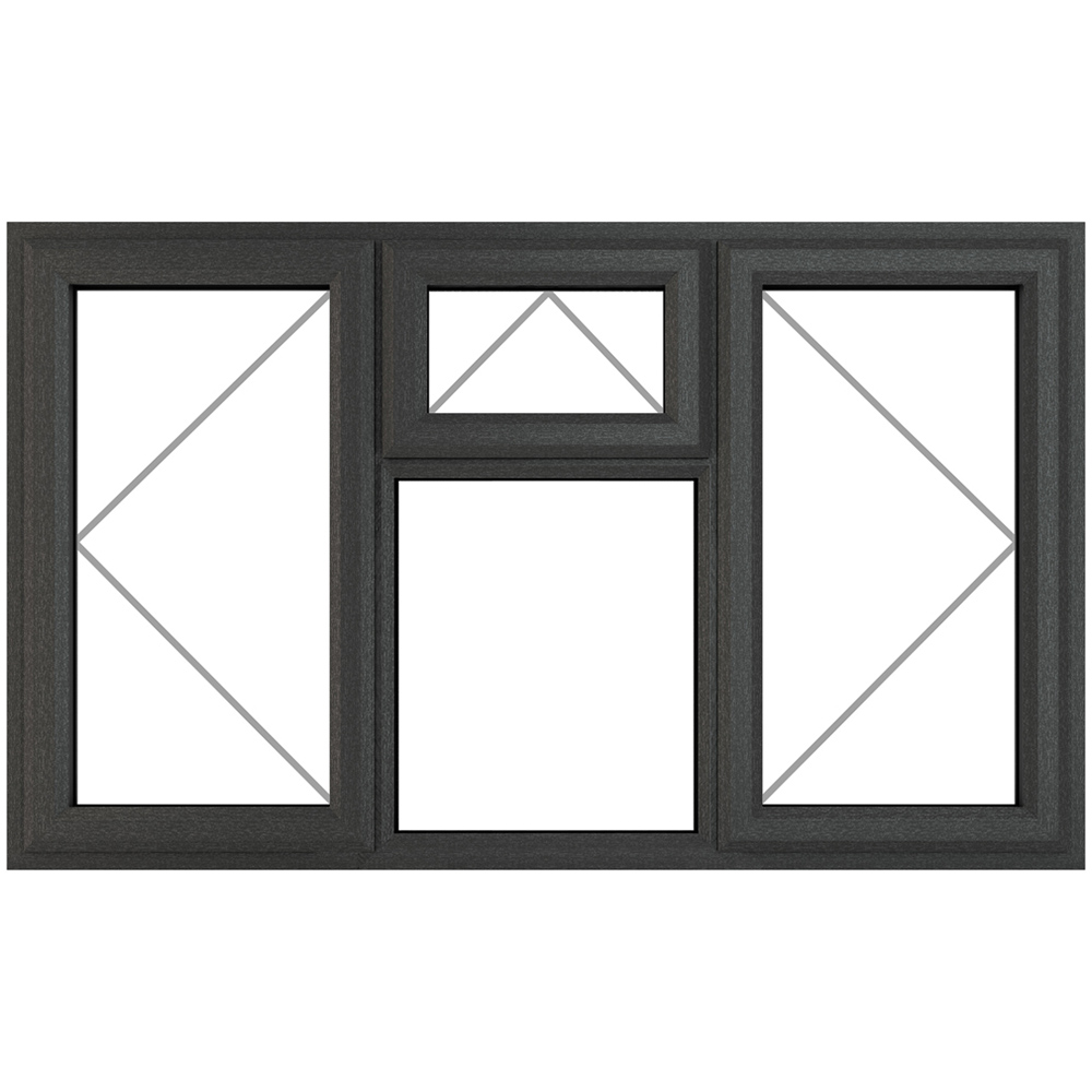 Crystal uPVC Double Glazed Window LH & RH Side Hung & Top Centre Grey White Clear Glass 1770x1190mm Image 2