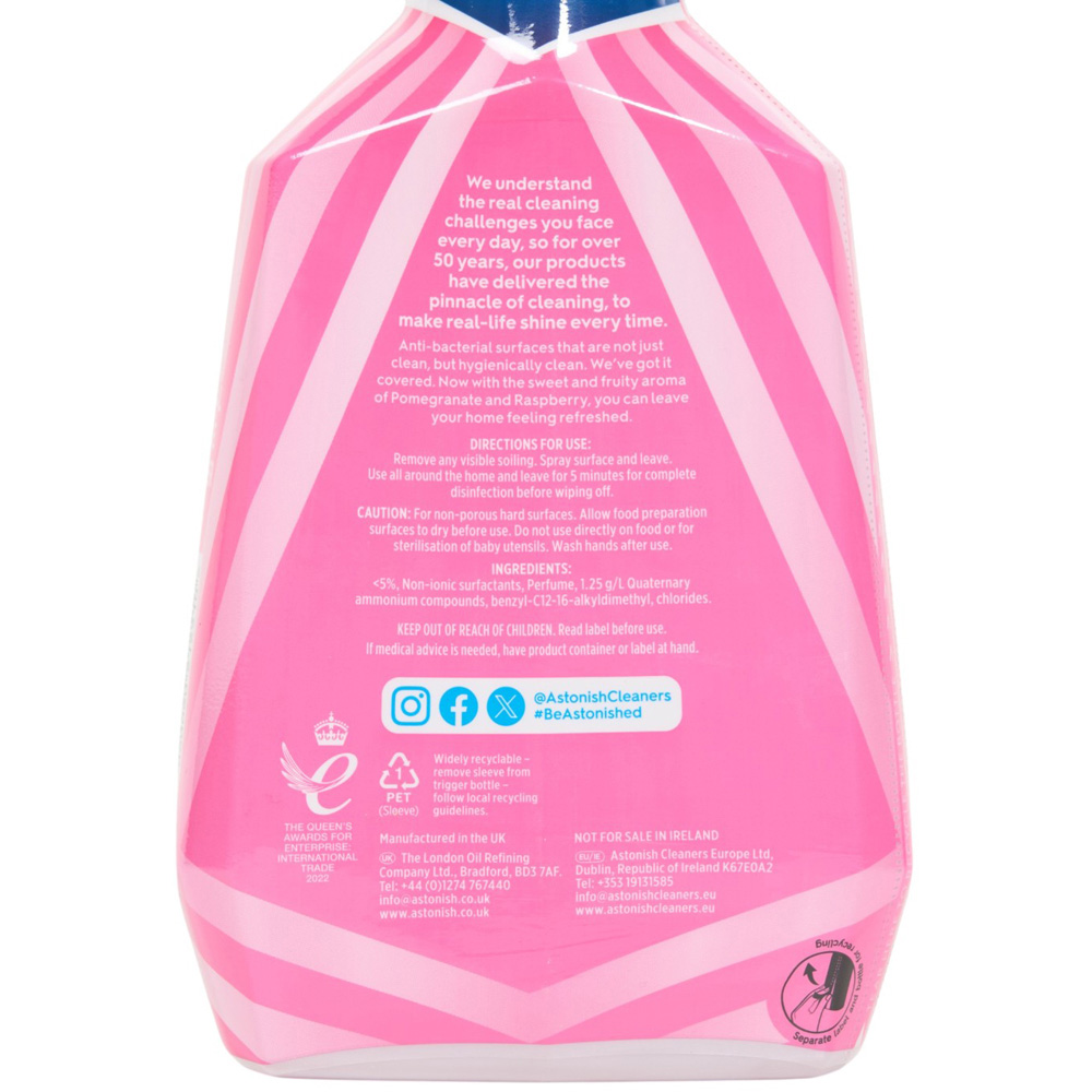 Astonish Pomegranate and Raspberry Antibacterial Surface Cleanser 750ml Image 3