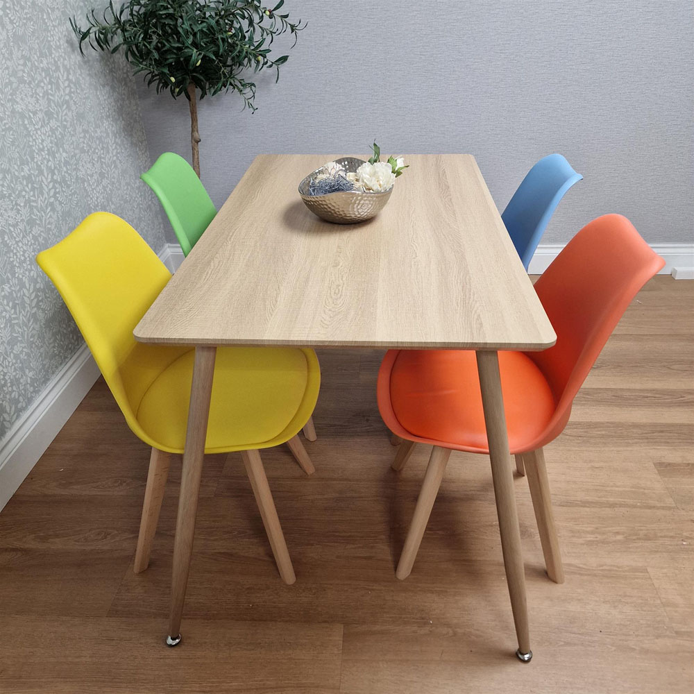 Kosy Koala 4 Seater Faux Leather Plastic Wooden Dining Set Multicolour Image 6