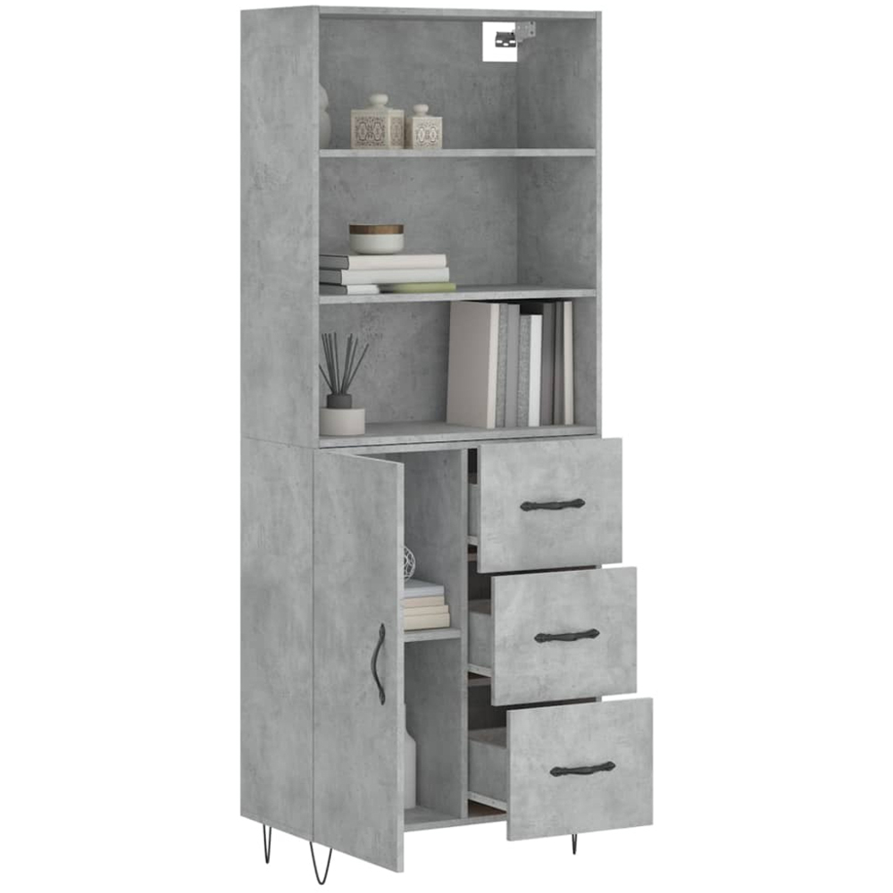 vidaXL Single Door 3 Drawer 3 Shelf Grey Sonoma Tall Highboard Image 3