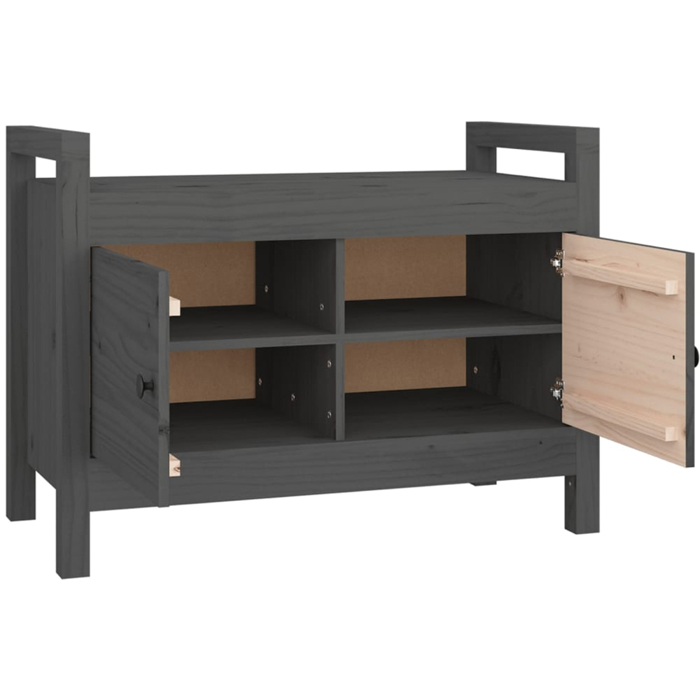 vidaXL 2 Door Grey Solid Wood Pine Hall Bench Image 4