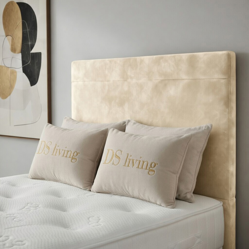 DS Living Muse King Size Cream Plush Velvet Divan Bed Image 2