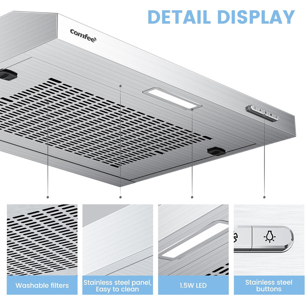 Comfee AJ0410 White 60cm 3 Speed Stainless Steel Cooker Hood with LED Image 5