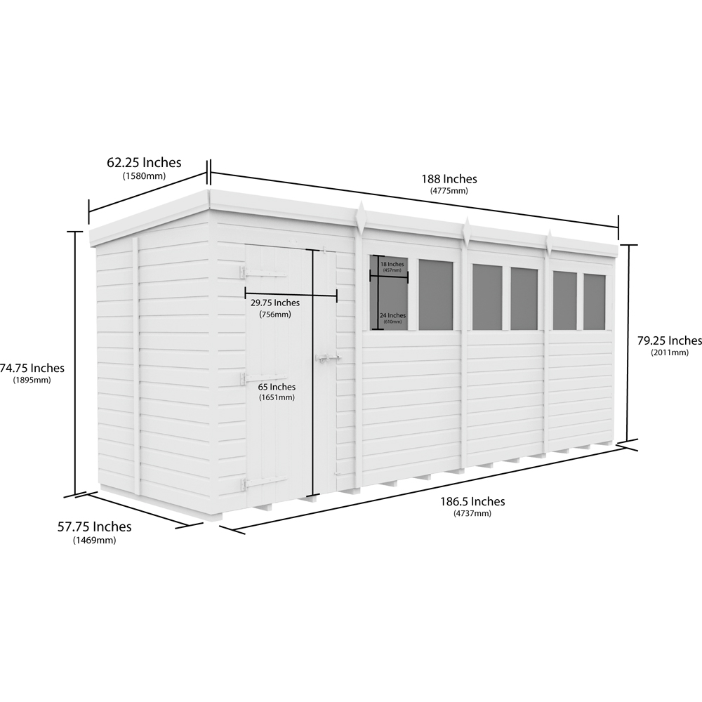 DIY Sheds 16 x 5ft Tongue and Groove Timber Pent Garden Shed Image 9