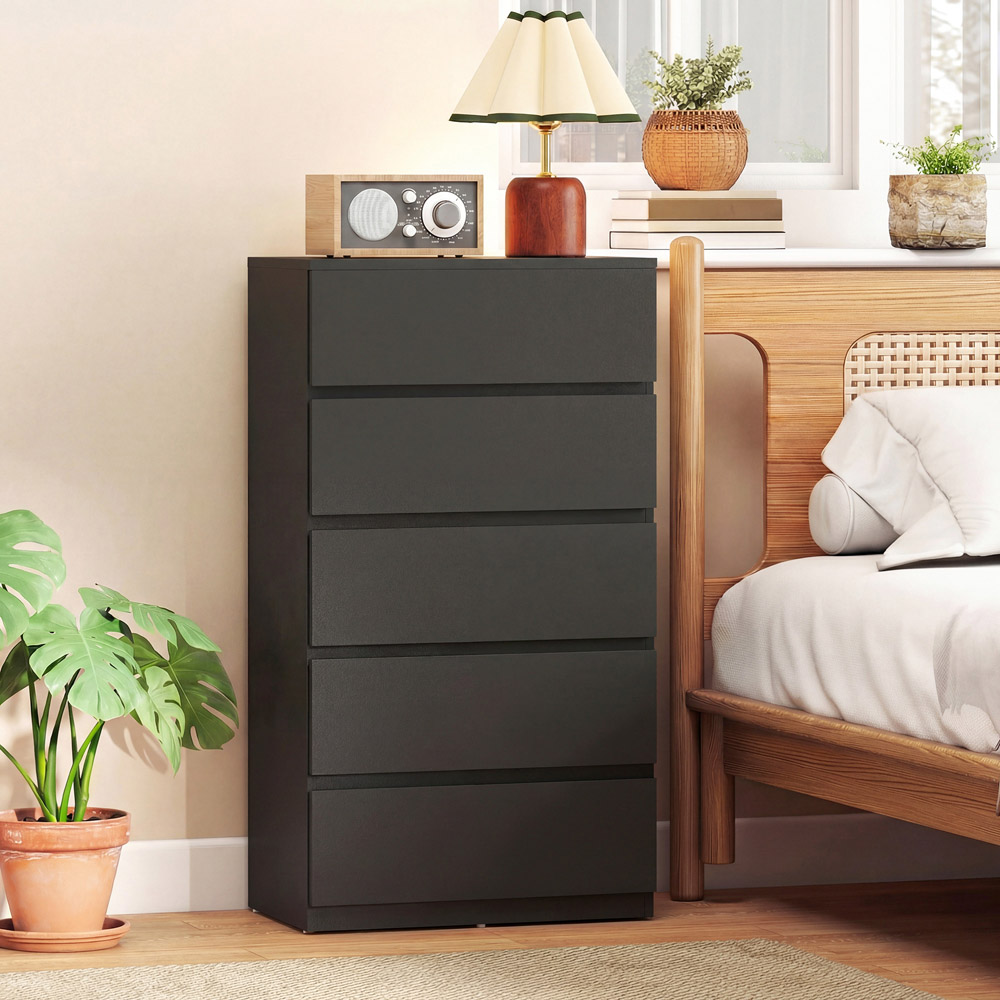 Portland 5 Drawer Black Chest of Drawers Image 4