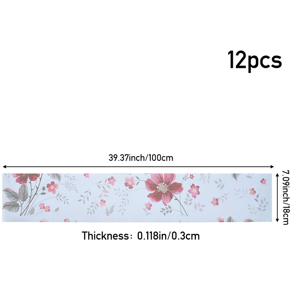 Living and Home Floral Pattern Red Self-Adhesive Peel and Stick Stair Riser Sticker 12 Pack Image 8