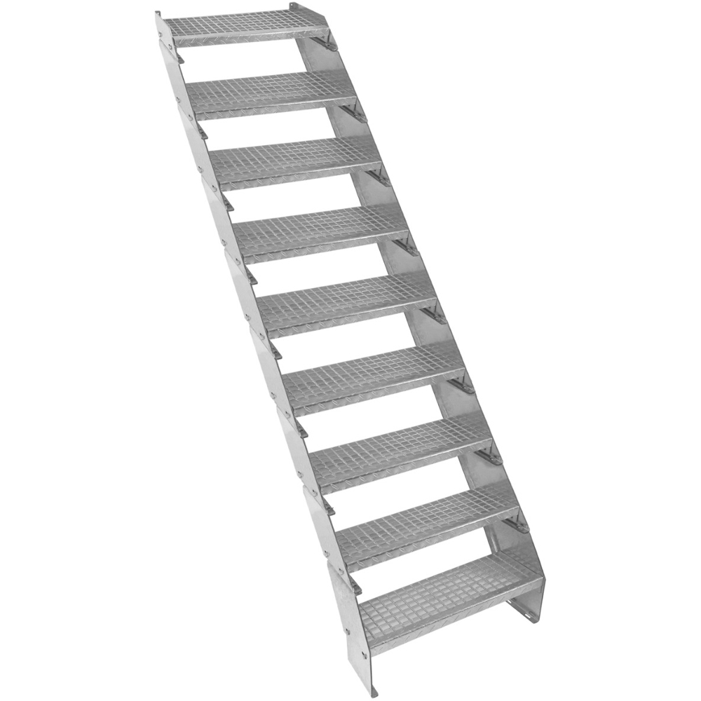 Monstershop 9 Section Adjustable Wide Galvanised Staircase 600mm Image 1