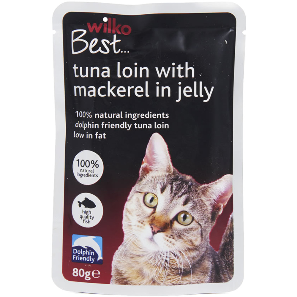 Wilko Best Tuna Loin with Mackerel in Jelly Cat Food Pouch 80g Image 1