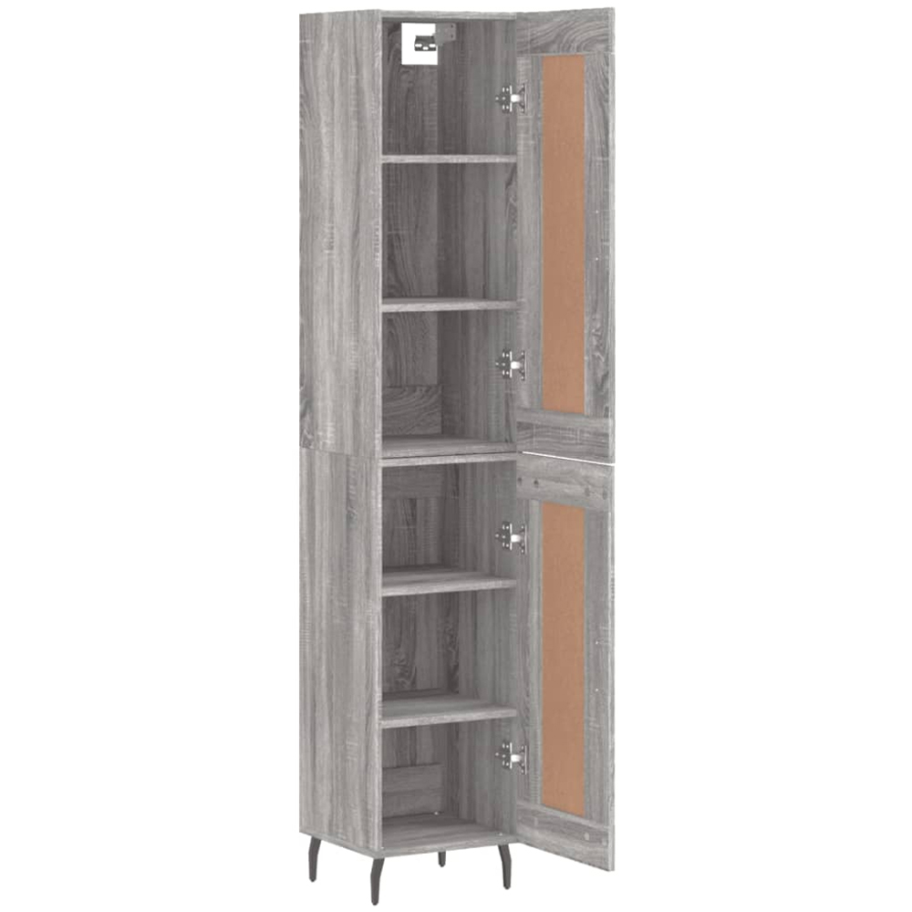 vidaXL Single Door 2 Drawer 2 Shelf Grey Highboard Image 2