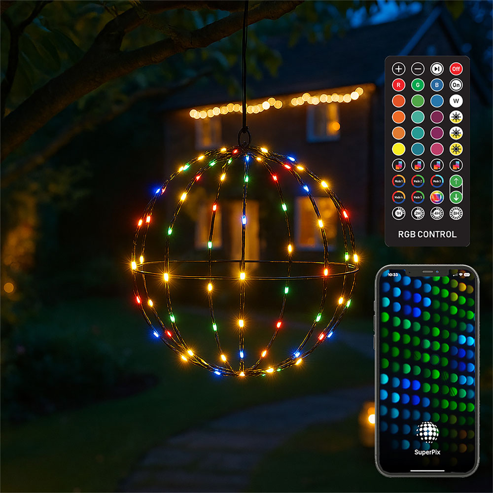 Xmas Haus Black RGB Mini Seed LED Smart Foldable Ball Light with Remote 30cm Image 2