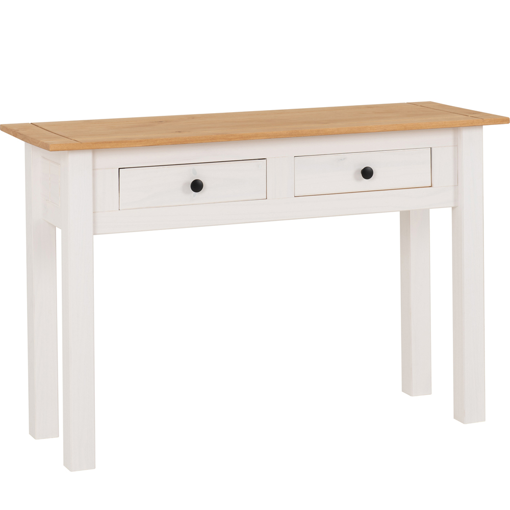 Seconique Panama 2 Drawer White and Natural Wax Console Table Image 2