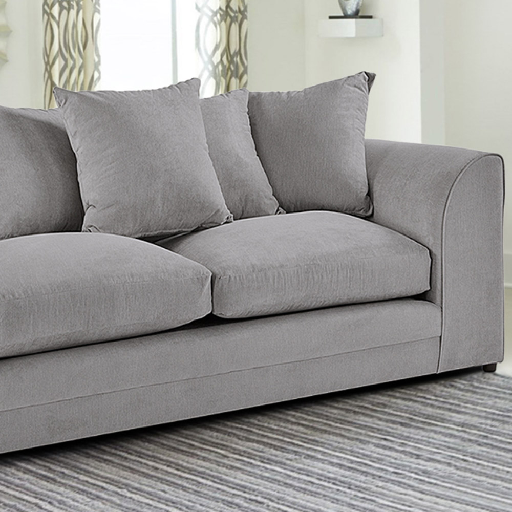 Portland Mirana Modern 3 Seater Grey Plush Velvet Sofa Image 2