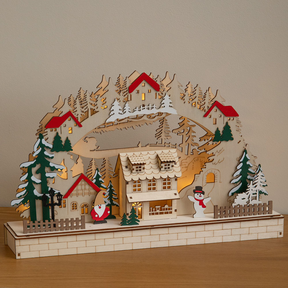Samuel Alexander LED Wooden Christmas Candle Bridge Village Decoration 43cm Image 2