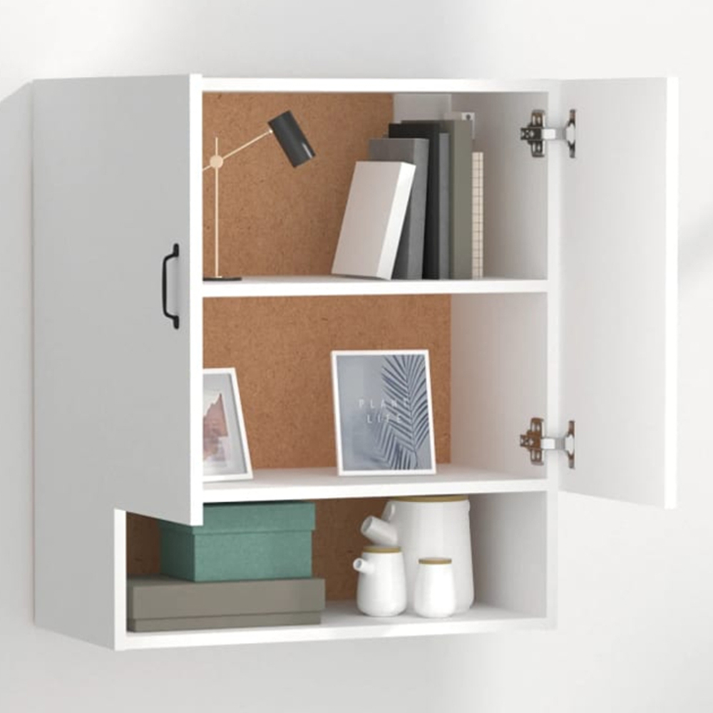 vidaXL 2 Door Single Shelf White Wall Cabinet Image 1