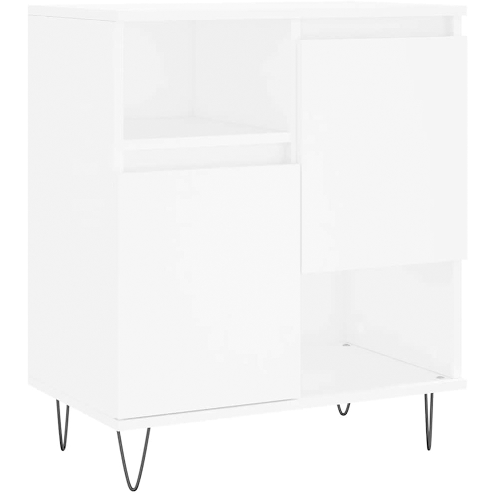 vidaXL 2 Door 2 Shelf White Sideboard with Metal Legs Image 2