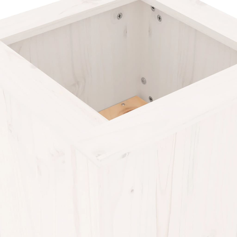 vidaXL 2-in-1 White Solid Pine Wood Planter Box with 2 Seater Bench Image 7