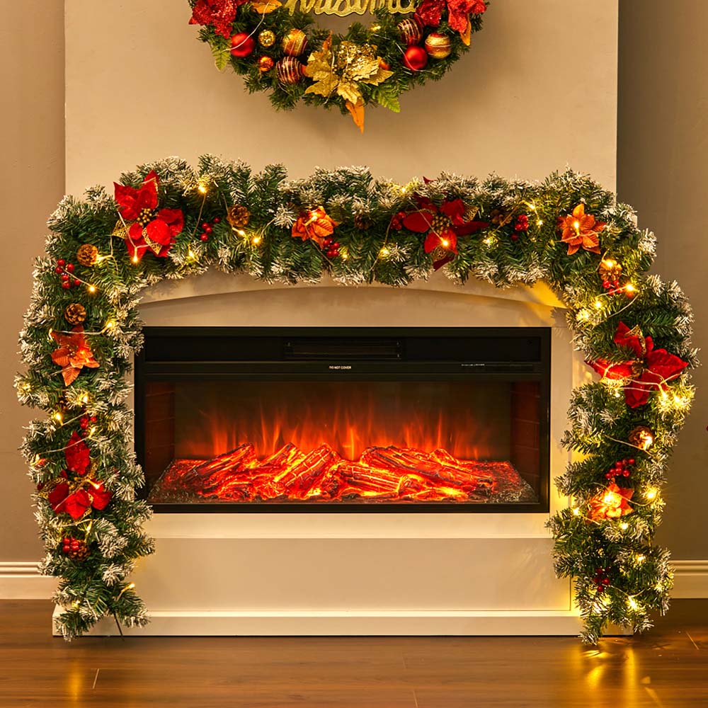 Living and Home Christmas Garland with Red Flower and Berries 270cm Image 2