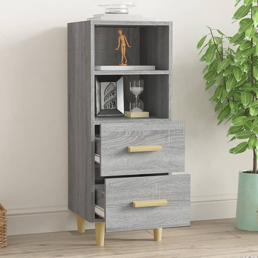 vidaXL 2 Drawer 2 Shelf Grey Sonoma Sideboard Image 1
