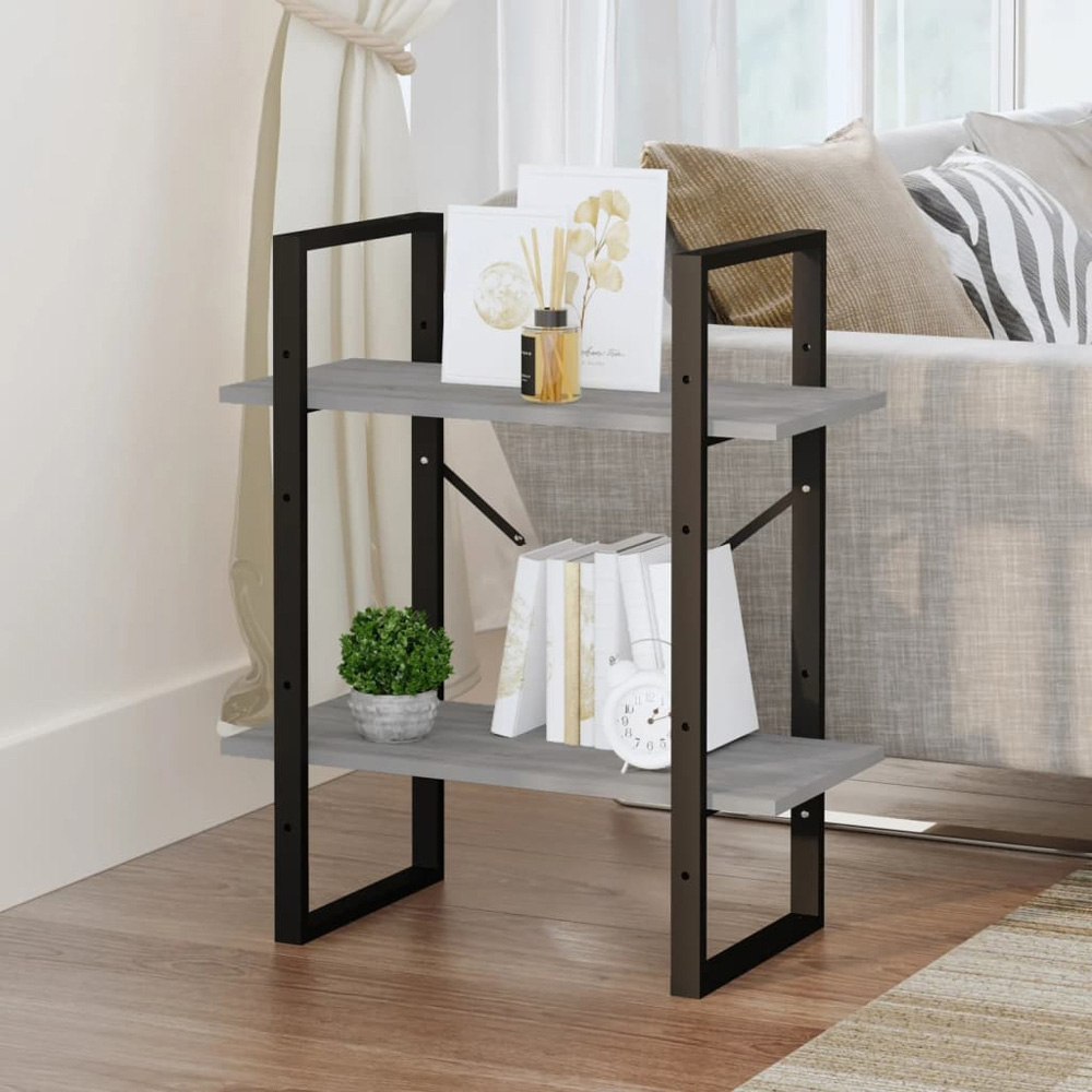 vidaXL 2 Shelf Brown Oak Bookcase Image 6