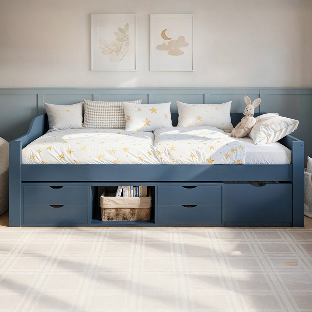 Flair Blair Single Blue Storage Low Sleeper Bed Image 1