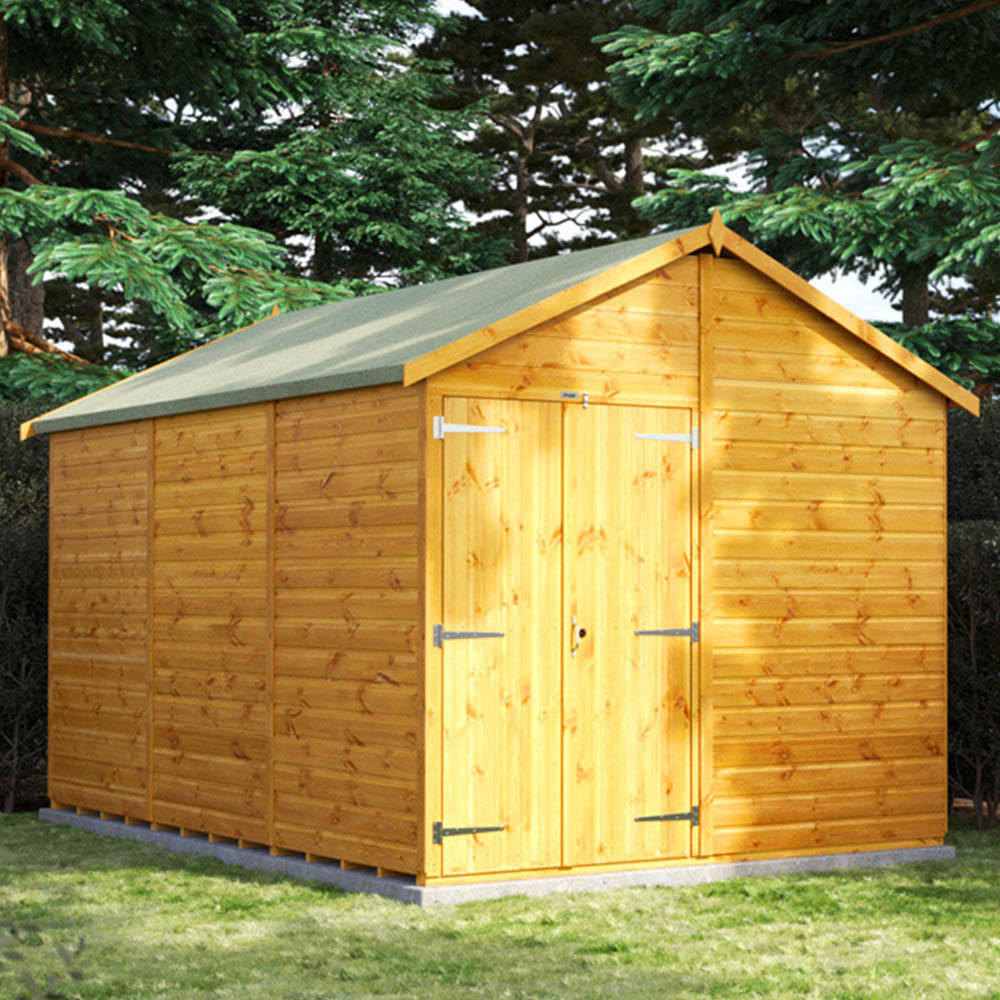 Power Sheds 12 x 8ft Double Door Apex Wooden Shed Image 2