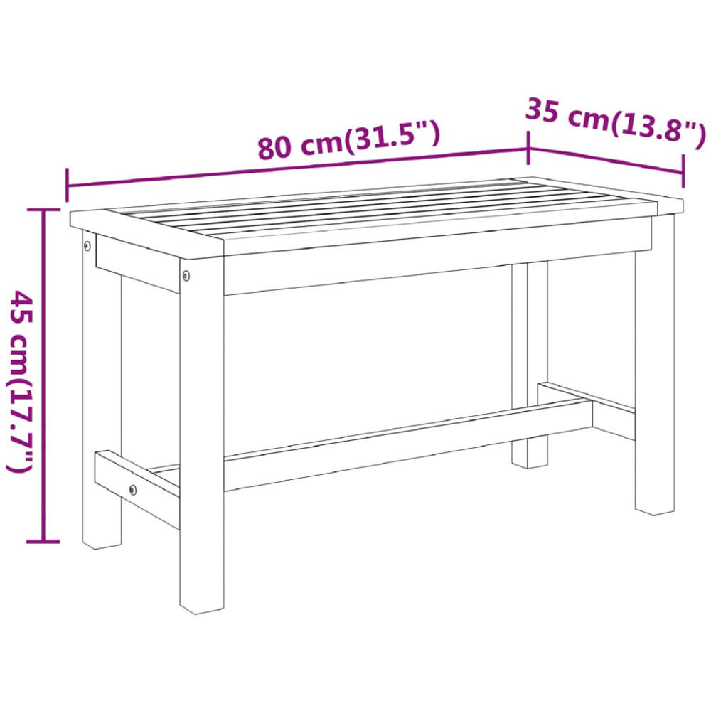 vidaXL Brown Solid Wood Acacia Garden Bench 80cm Image 7