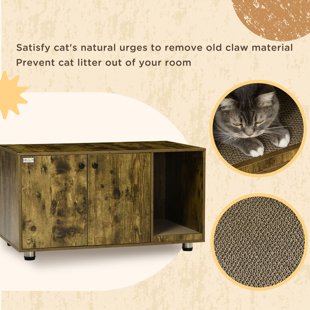 PawHut Enclosure Brown Cat Litter Box Enclosure 91 x 52 x 49.5cm Image 5