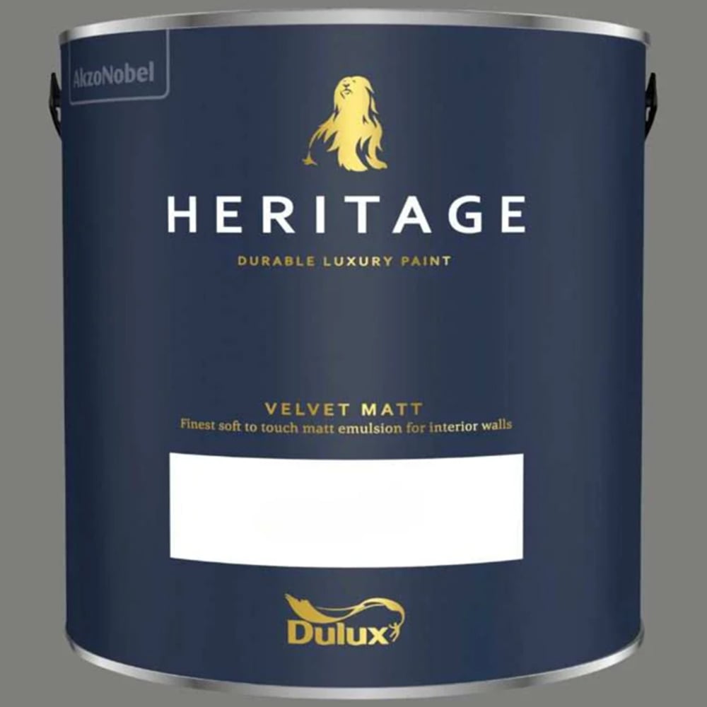 Dulux Heritage Walls and Ceilings Lead Grey Velvet Matt Emulsion Paint 2.5L Image 2