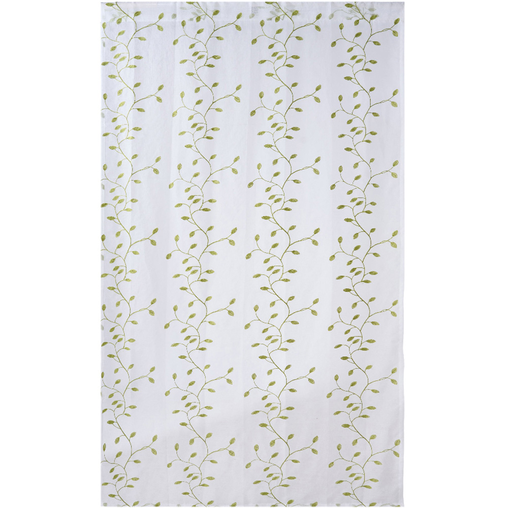 Living and Home Green Vine Embroidered Semi-Sheer 2 Panel Curtains 130 x 210cm Image 2
