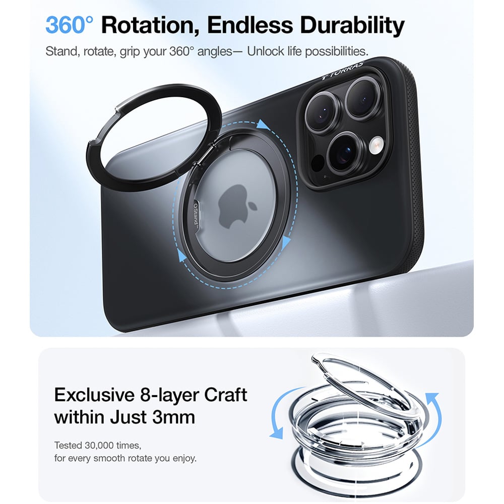 Torras Ostand R Black iPhone 16 Pro Fitness Phone Case Image 5