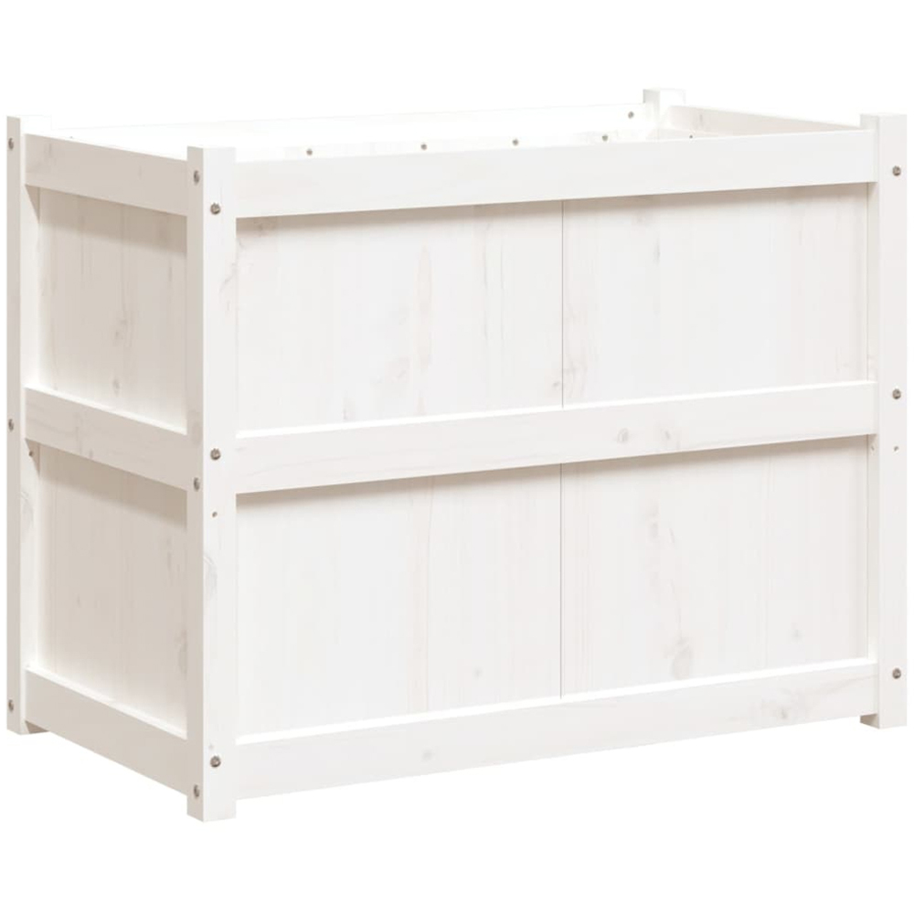 vidaXL White Solid Pine Wood Garden Planter 90 x 50 x 70cm Image 1
